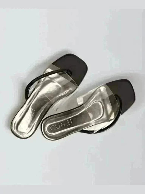 Black Clear Strap Heels - cunei